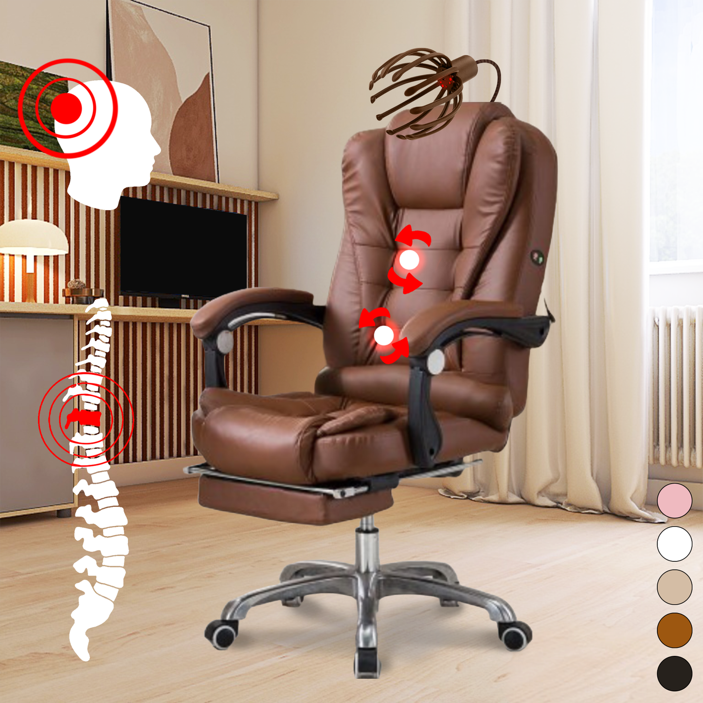 Chaise de bureau massante avec masseur tête
