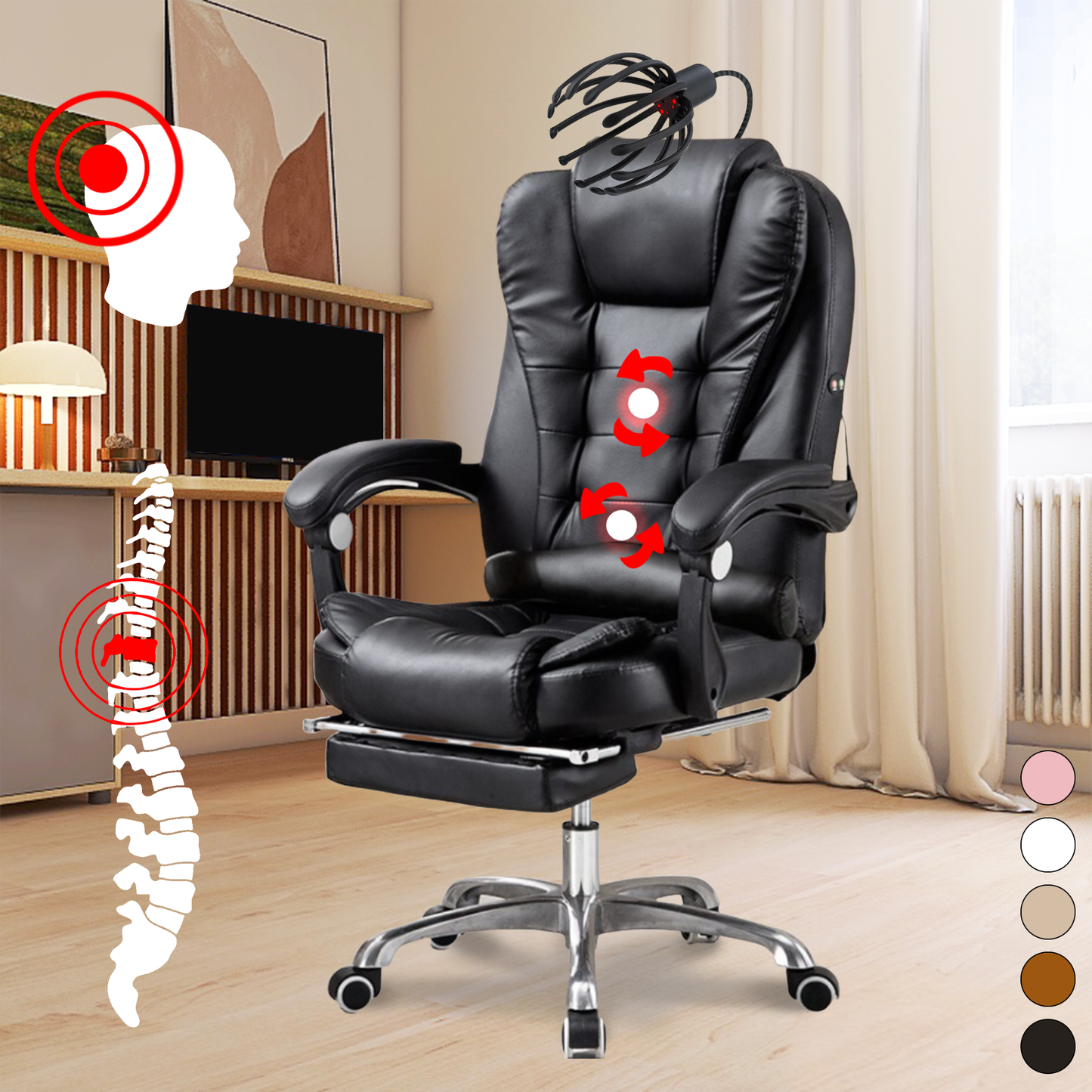 Chaise de bureau massante avec masseur tête