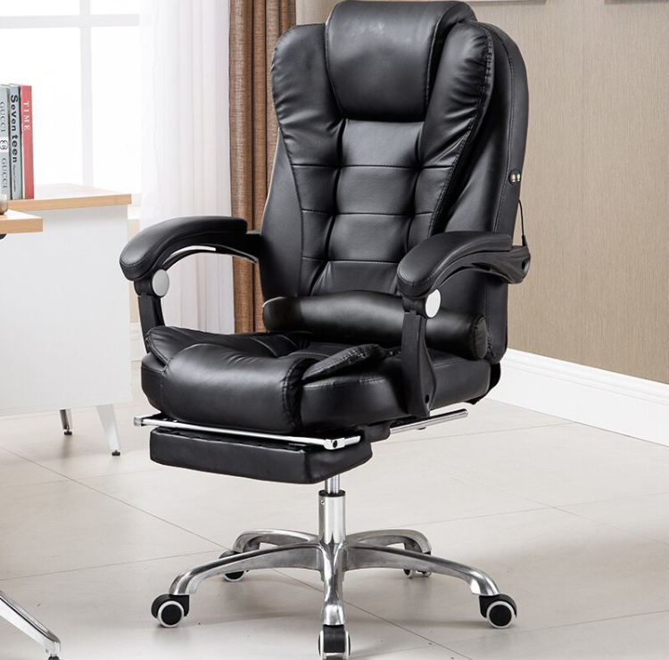 Chaise de bureau massante noir avec repose pieds ULTIM main image 1